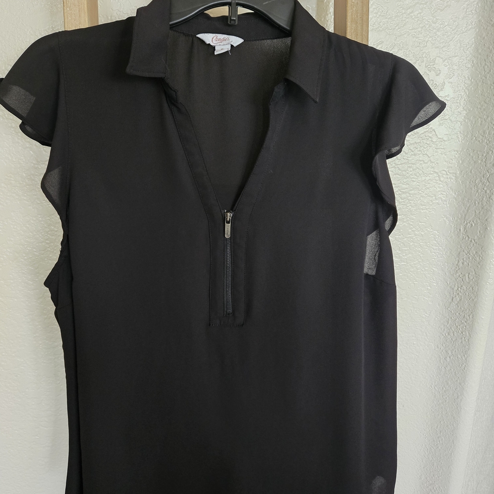 Candie's Black Ruffle Sleeve Blouse